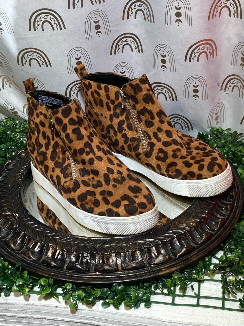 Time and Tru Leopard Print Platform Sneakers - Brown/Black